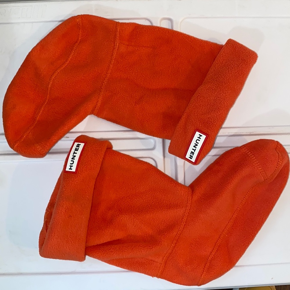 HUNTER Tall Boot Sock Orange Fleece Size Medium